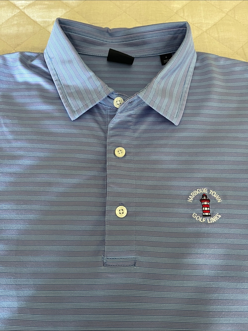 Harbour Town Light Blue Striped Polo Shirt